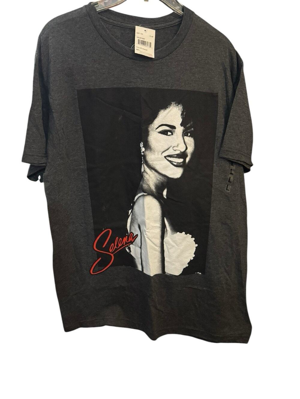 Selena Quintanilla Black White Picture Portrait Grey Mens T Shirt Large